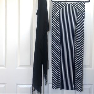 💕BEBE Nicki MAXI Skirt - Black/White Striped NEW